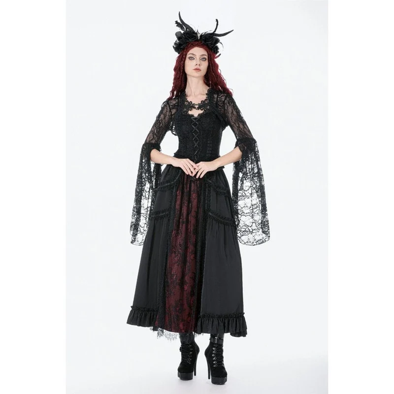 Gothic-Cape für Damen mit Spitzenbesatz und ausgestellten Ärmeln