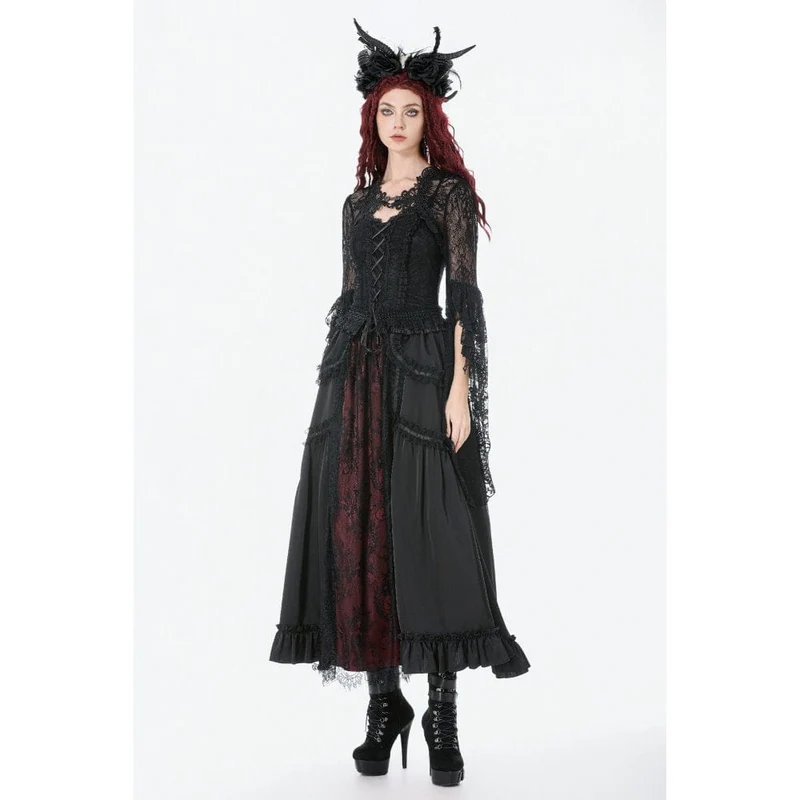 Gothic-Cape für Damen mit Spitzenbesatz und ausgestellten Ärmeln