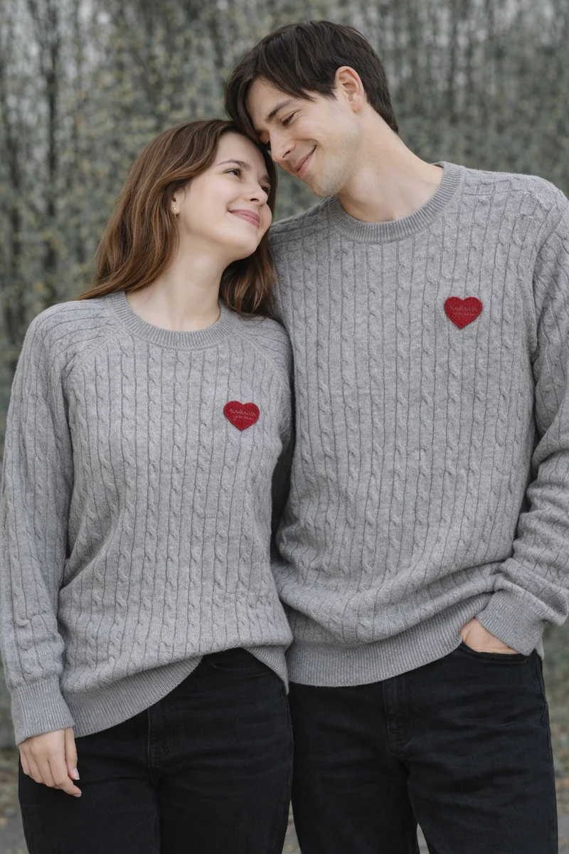 Grauer Pullover Mit Herz