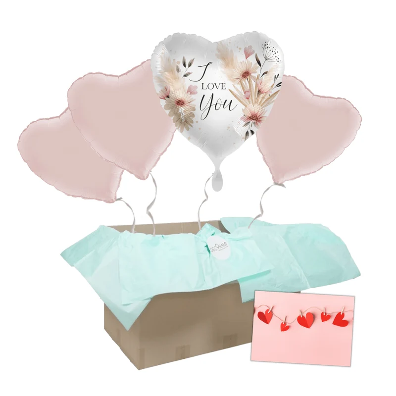 Heliumballon-Geschenk Valentinstag "I love you" Boho inkl. Liebeskarte