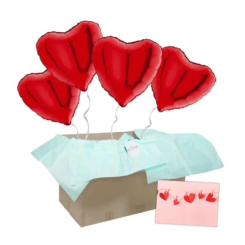 Heliumballon-Geschenk Valentinstag Rote Herzen inkl. Liebeskarte