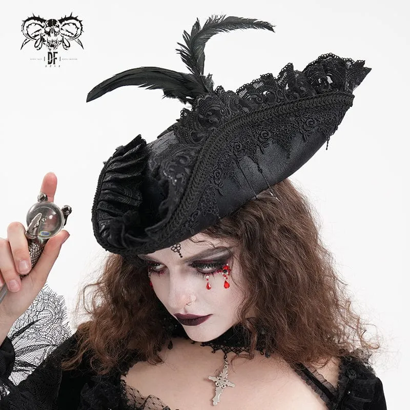 Gothic-Mützen aus gefiederter Spitze für Damen