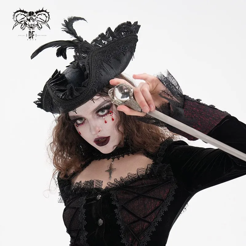 Gothic-Mützen aus gefiederter Spitze für Damen