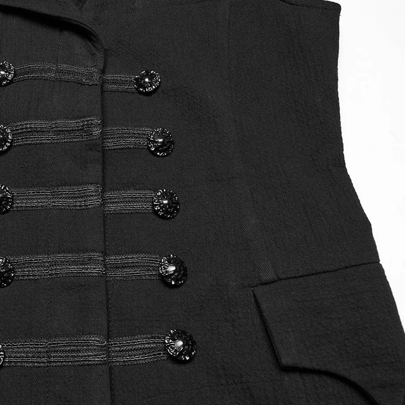 Lange Weste für Herren im Gothic-Stil mit Fledermauskragen und Schnalle