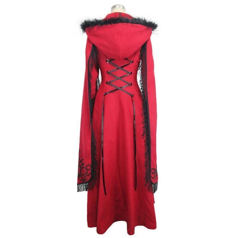 Gothic-Mantel für Damen mit Engelsärmeln und Quasten