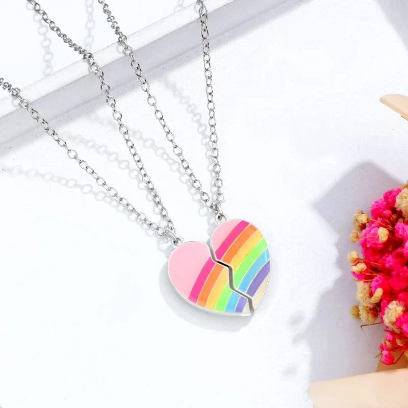 Herz Halskette Regenbogen