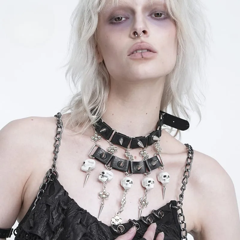 Gothic-Totenkopf-Choker-Halskette für Damen