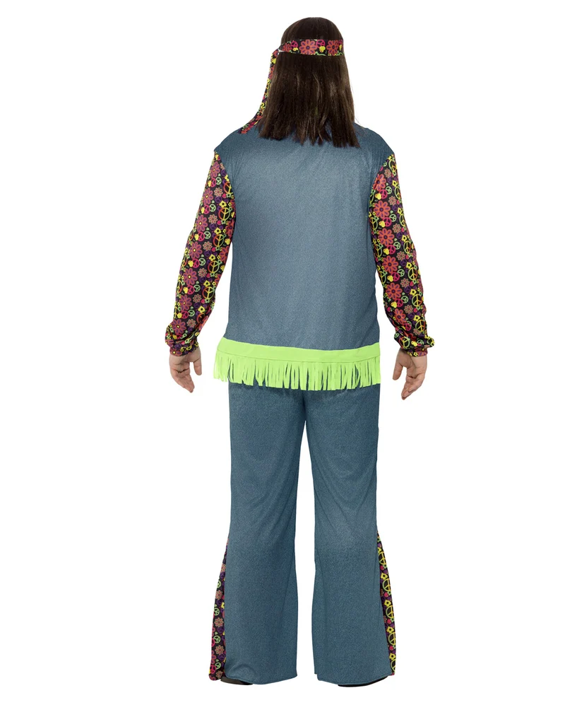 Hippie Herrenkostüm mit Weste Plus Size