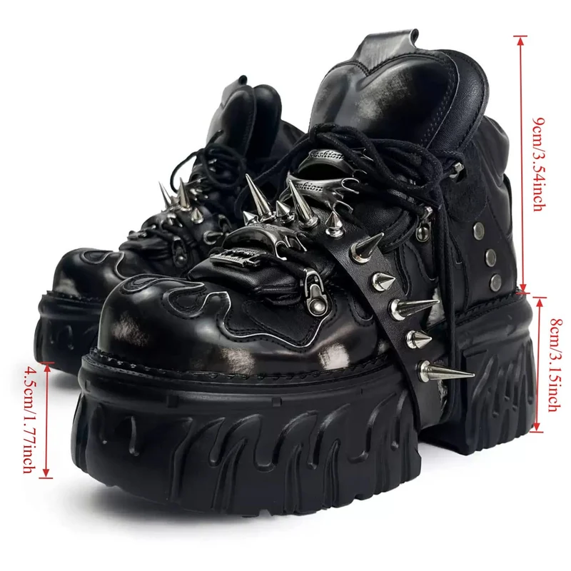 Punkrock-Plateauschuhe für Herren mit Nieten und klobiger Sohle