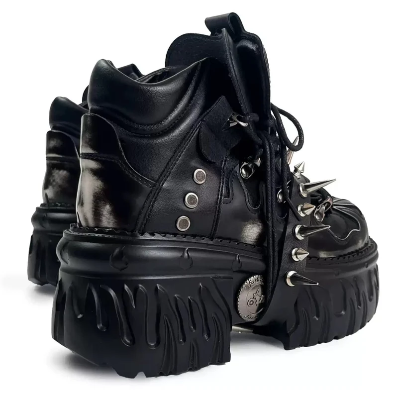 Punkrock-Plateauschuhe für Damen mit Nieten und klobigem Absatz