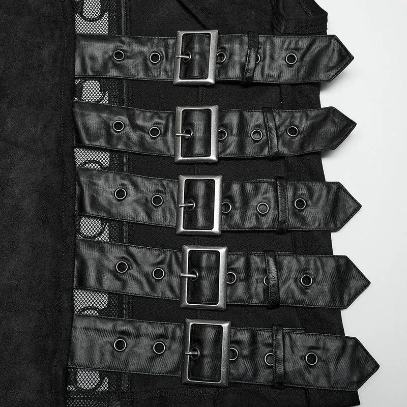 Herren Punk Cutout Buckles Weste