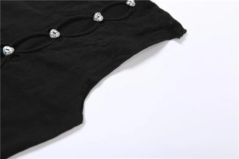 Lace fishnet button crewneck sleeveless jumpsuit-final-sale