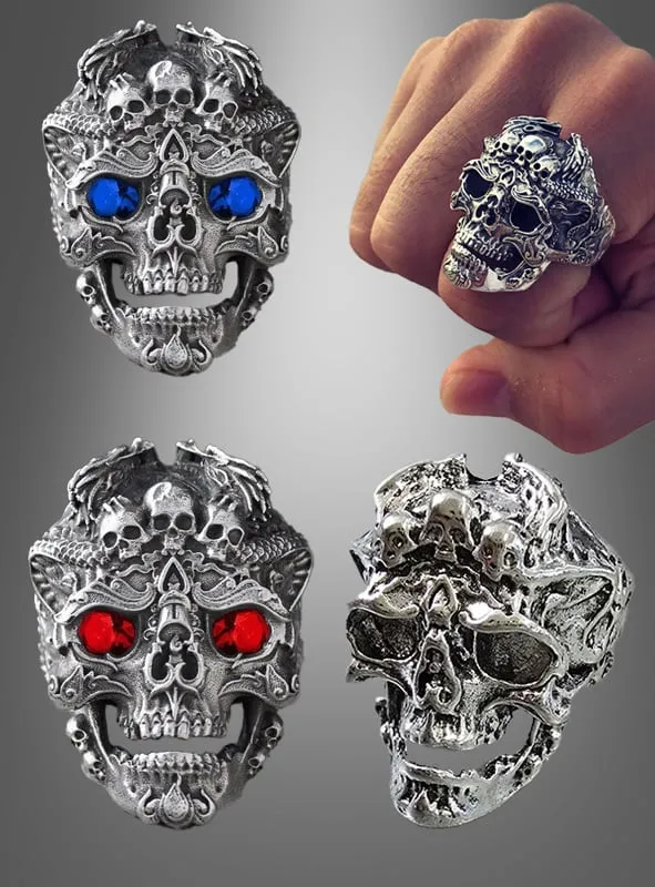 Totenkopf Ring verstellbar silber