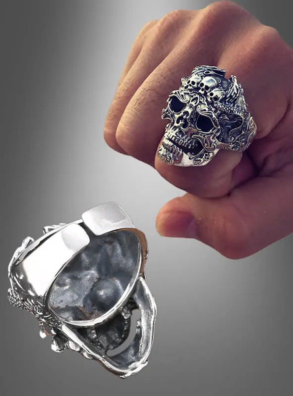 Totenkopf Ring verstellbar silber