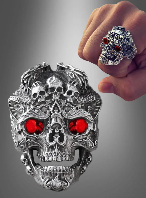 Totenkopf Ring verstellbar silber