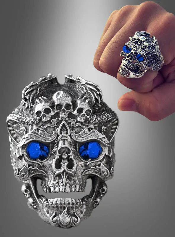Totenkopf Ring verstellbar silber