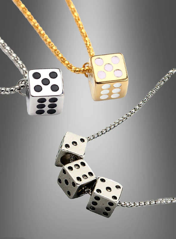 Casino Kette mit Würfel silber oder gold