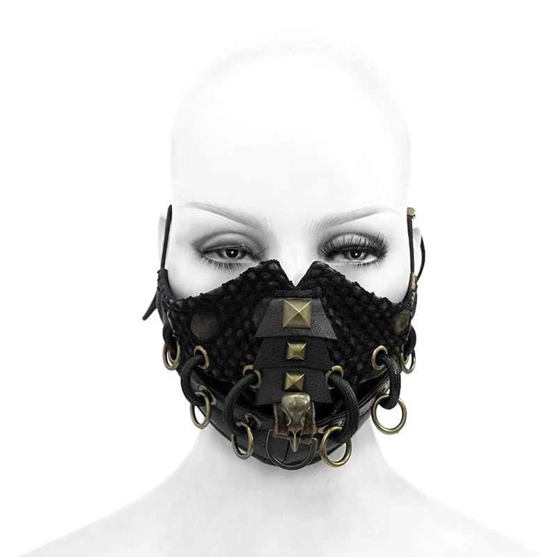 Frauen Gothic Mesh Masken mit Nieten
