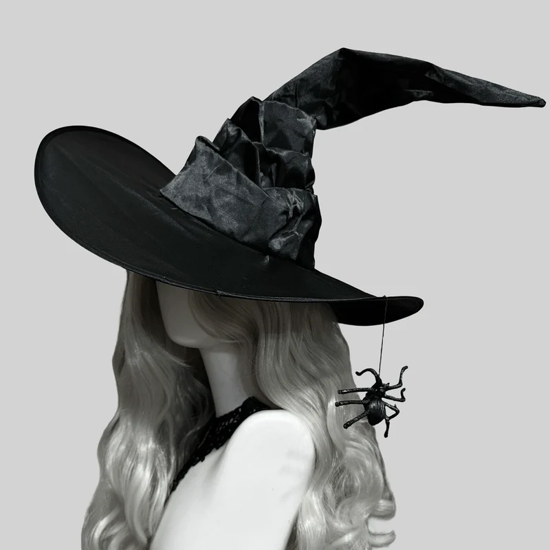 Gothic-Hexenhut für Damen, gerafft, schief
