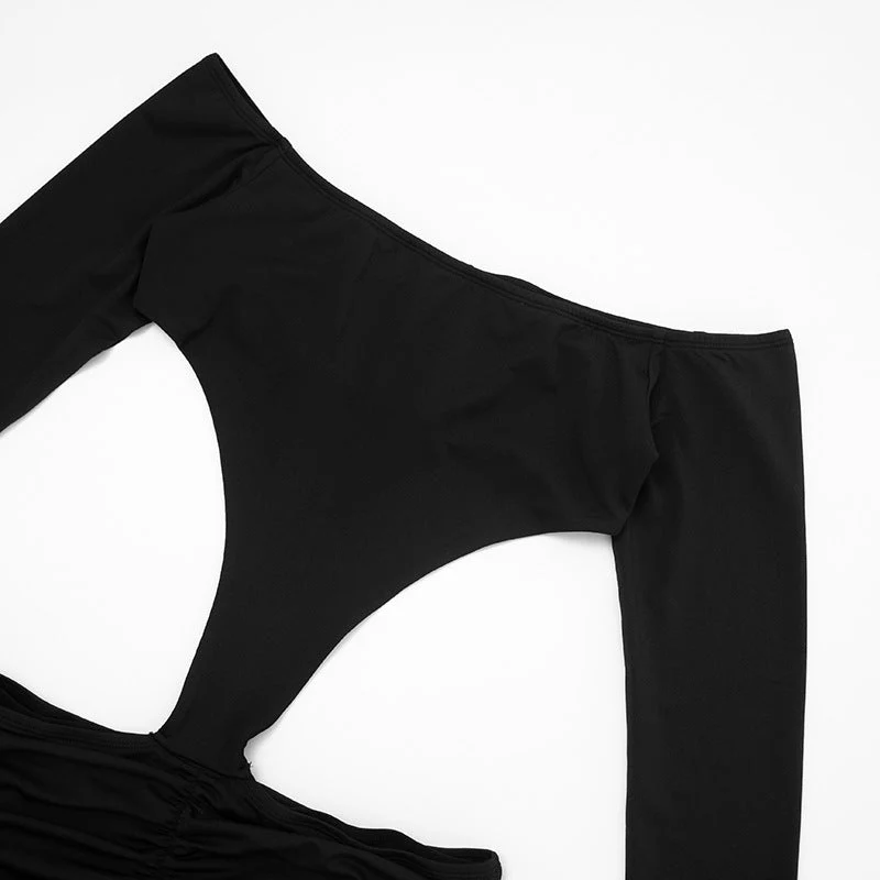 Mesh cut out ruched off shoulder jumpsuit-final-sale