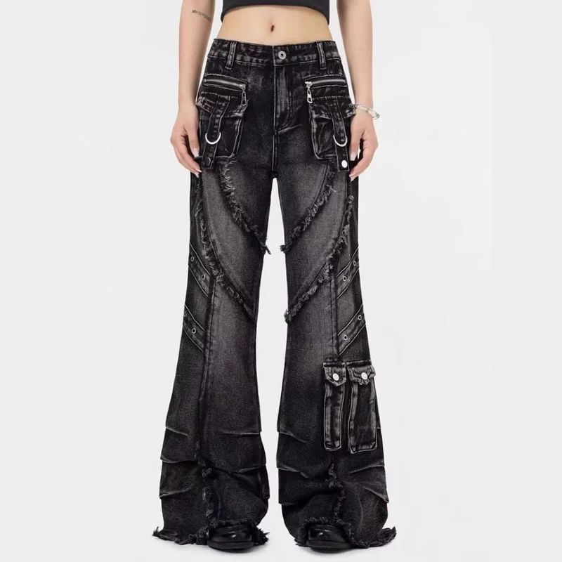 Grunge-Jeans mit offener Kante für Damen