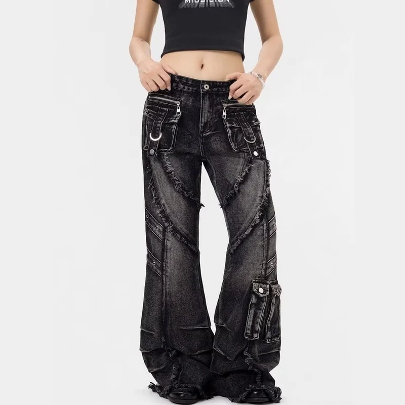 Grunge-Jeans mit offener Kante für Damen