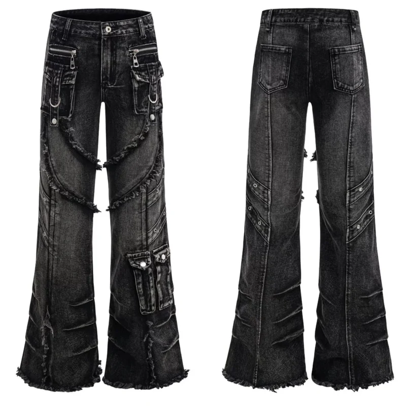 Grunge-Jeans mit offener Kante für Damen