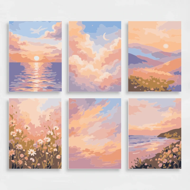 Dreamy Sunset Skies - Mini Paint by Numbers Set