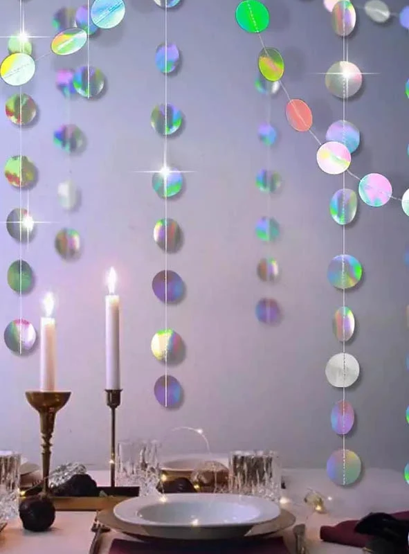 Effektvolle Hologramm Girlanden 400cm Sterne oder Kreise