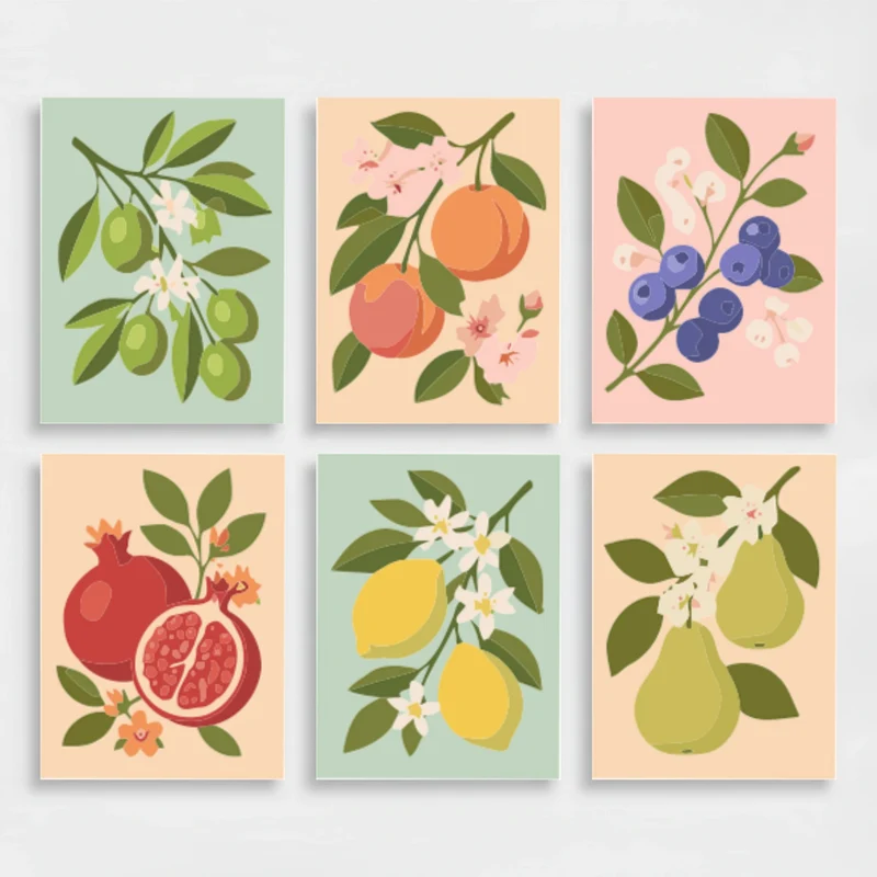 Orchard Fruits & Blossoms - Mini Paint by Numbers Set