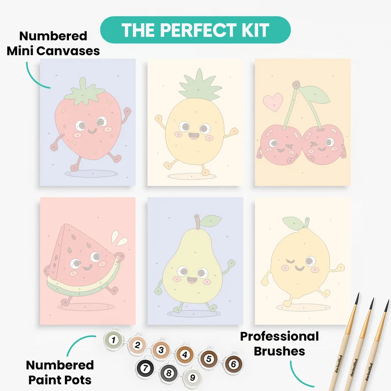 Happy Fruit Friends - Mini Paint by Numbers Set
