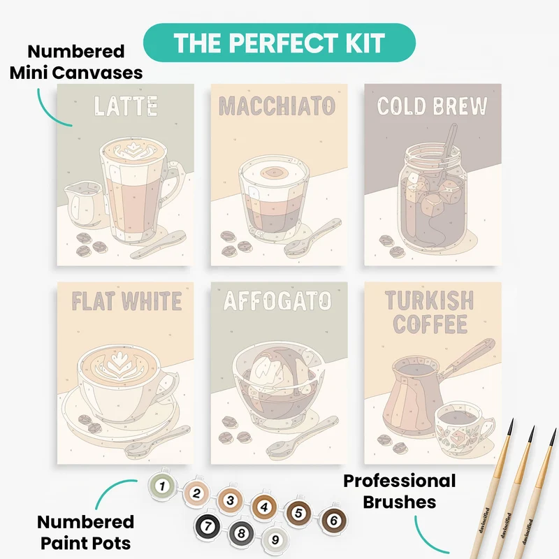 Coffee Menu - Mini Paint by Numbers Set