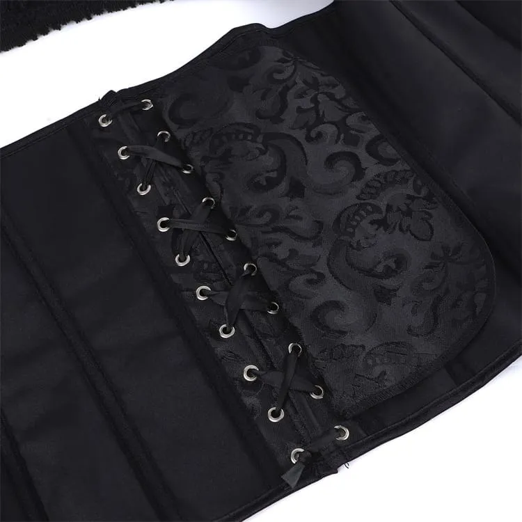 Gothic-Korsett für Damen mit floralem Jacquard-Muster, Neckholder und Schnürung über der Brust