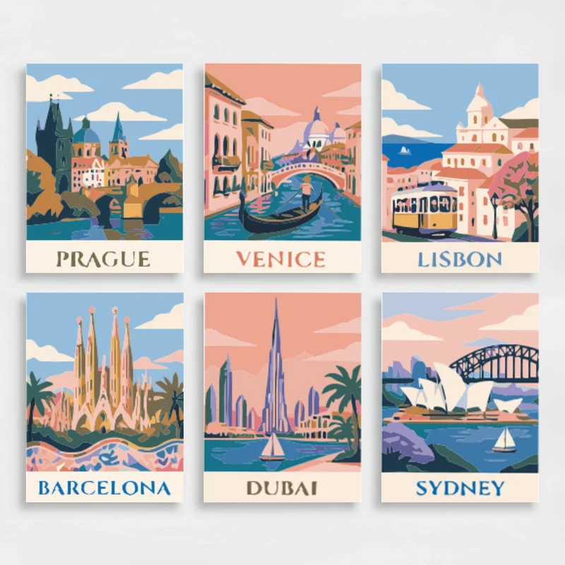 World Landmarks - Mini Paint by Numbers Set
