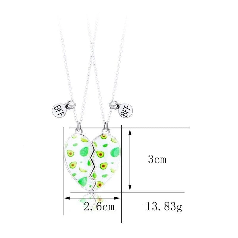 Halsketten Herz Motiv Avocado
