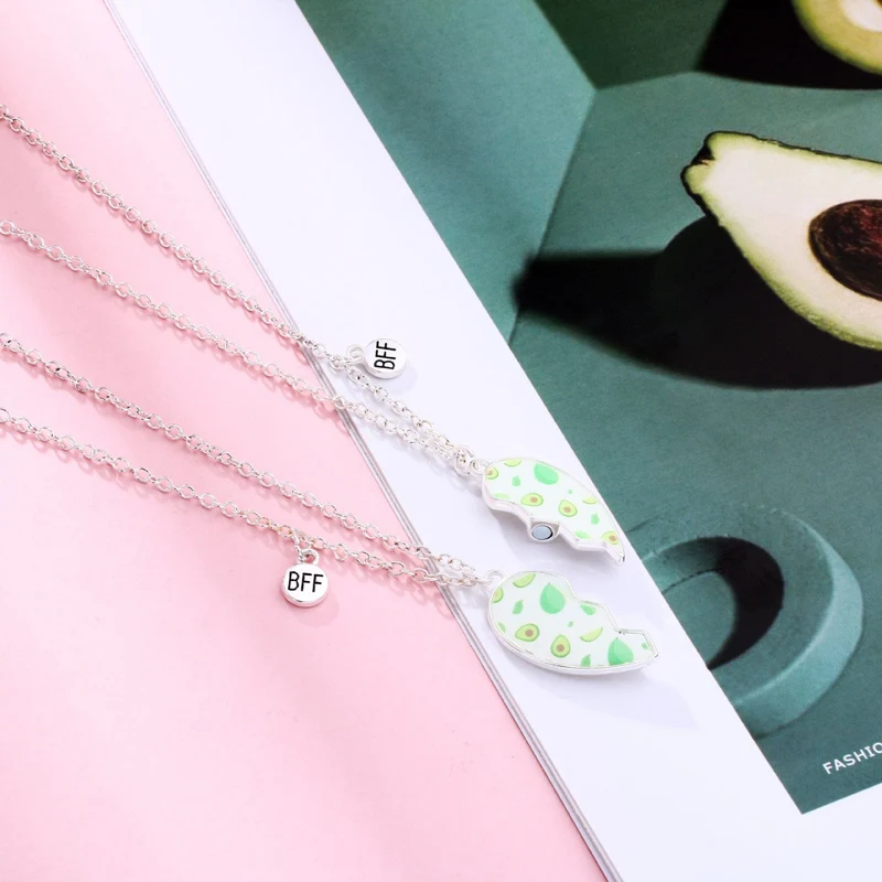 Halsketten Herz Motiv Avocado