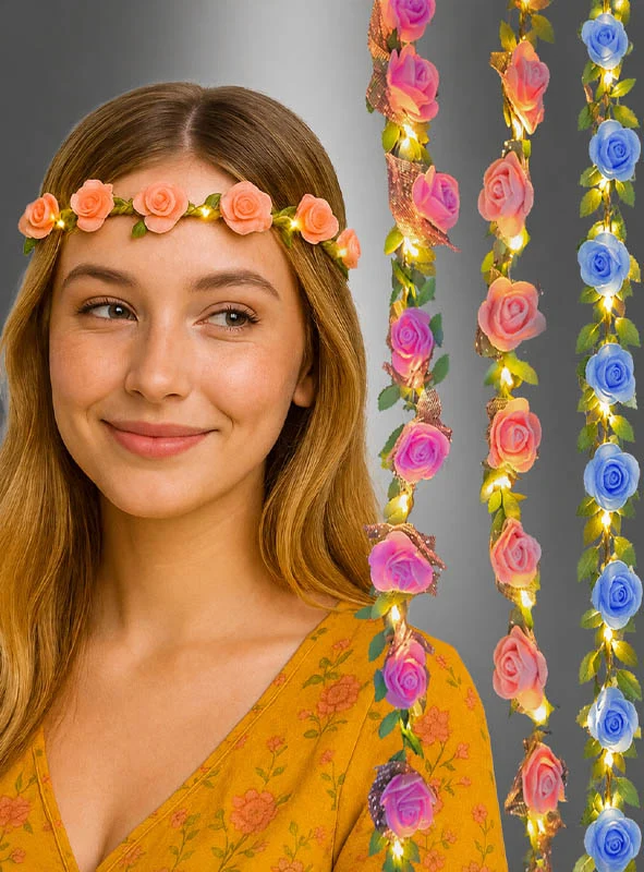 Blumen Haarkranz Rosen mit LED Licht