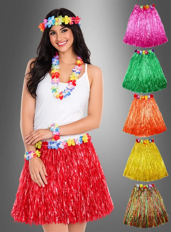 5-teiliges Hawaii Set mit Rock & Accessoires