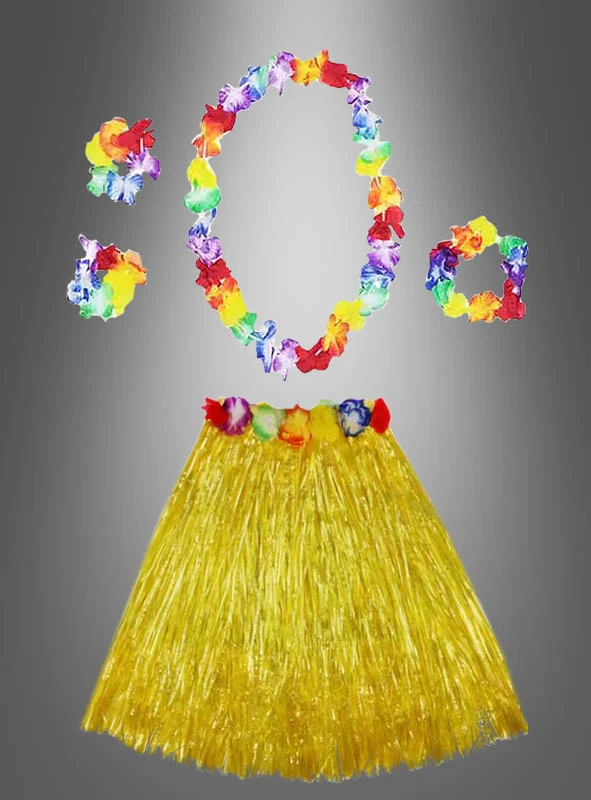 5-teiliges Hawaii Set mit Rock & Accessoires