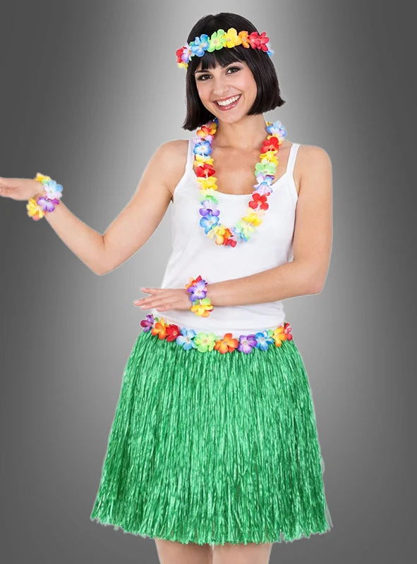 5-teiliges Hawaii Set mit Rock & Accessoires