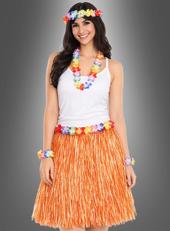 5-teiliges Hawaii Set mit Rock & Accessoires