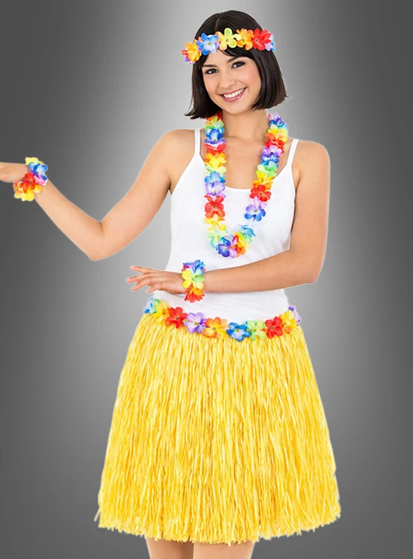 5-teiliges Hawaii Set mit Rock & Accessoires