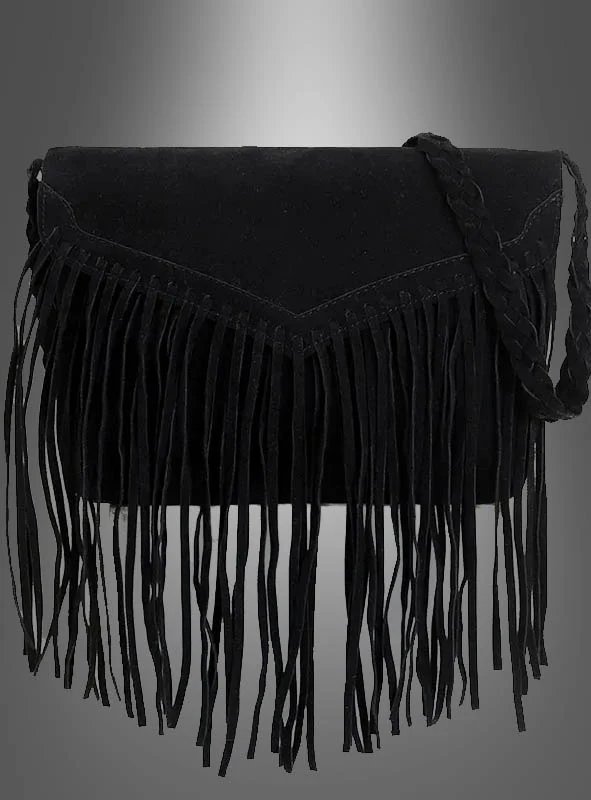 Handtasche mit Fransen 26cm braun oder schwarz