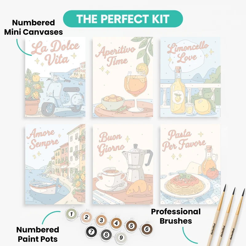 Italian Riviera Charm - Mini Paint by Numbers Set