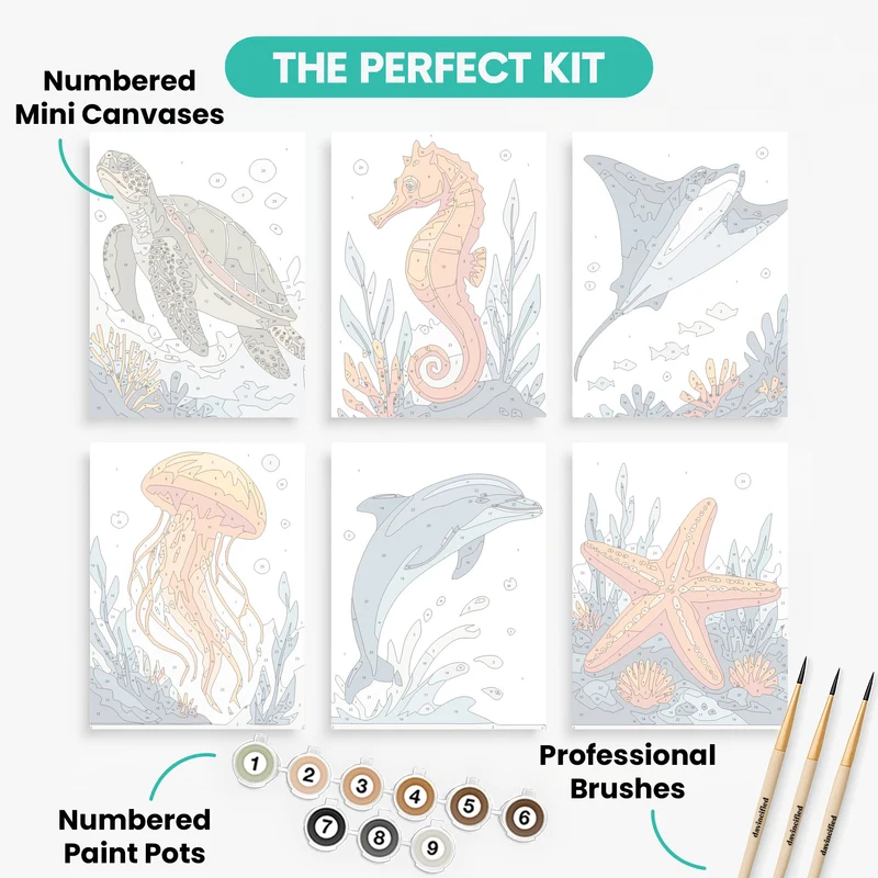 Sea Life Wonders - Mini Paint by Numbers Set