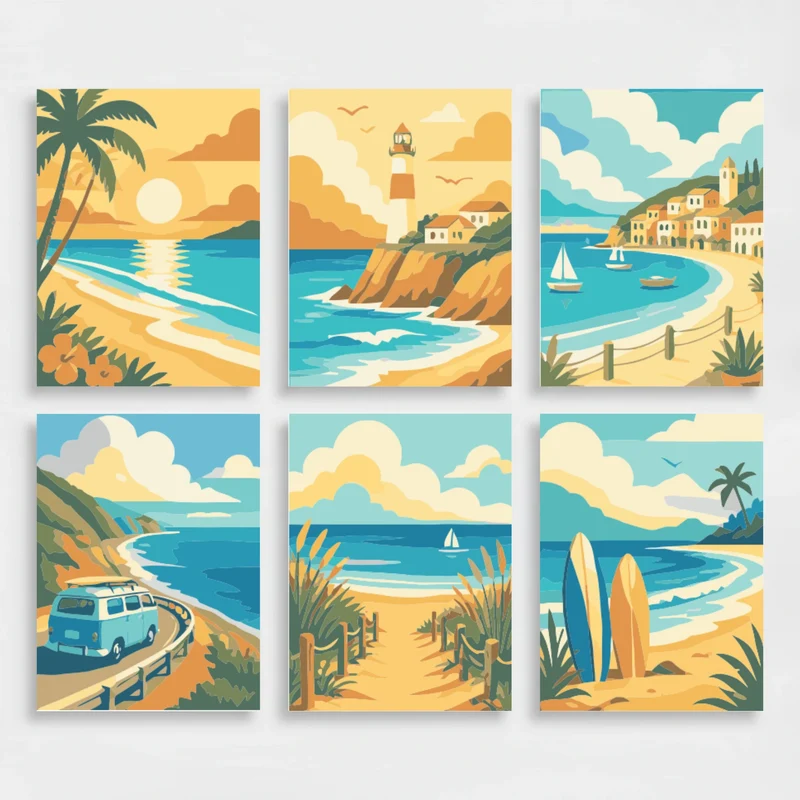 Coastal Escape - Mini Paint by Numbers Set