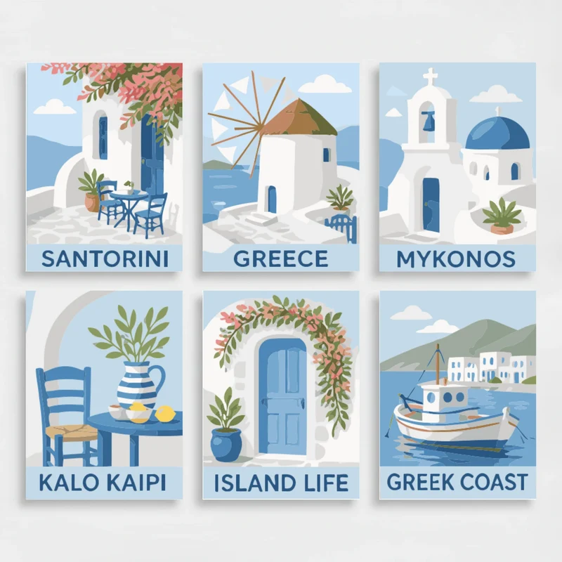 Greek Islands - Mini Paint by Numbers Set