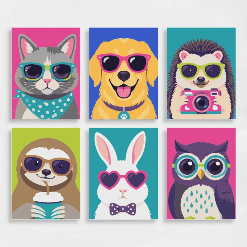 Cool Cats & Trendy Pets - Mini Paint by Numbers Set
