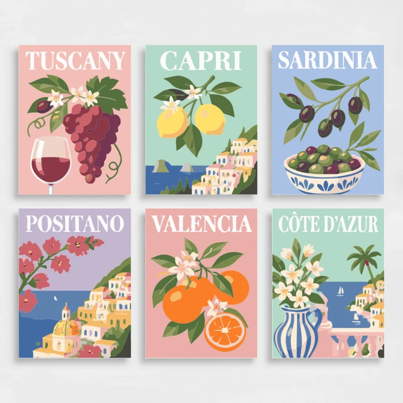 Mediterranean Travel Destinations - Mini Paint by Numbers Set