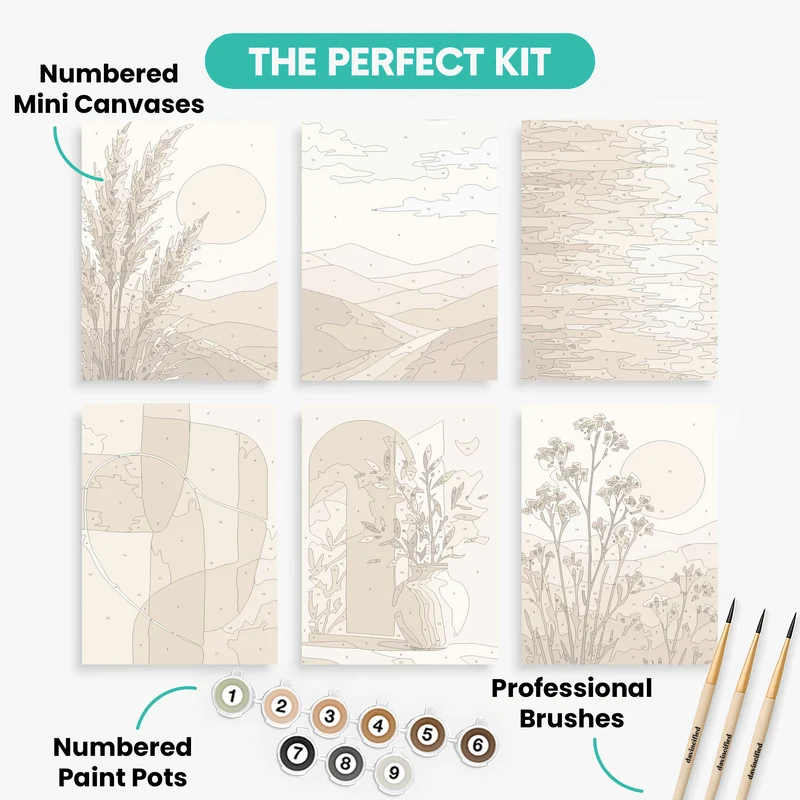 Neutral Desert Bloom - Mini Paint by Numbers Set